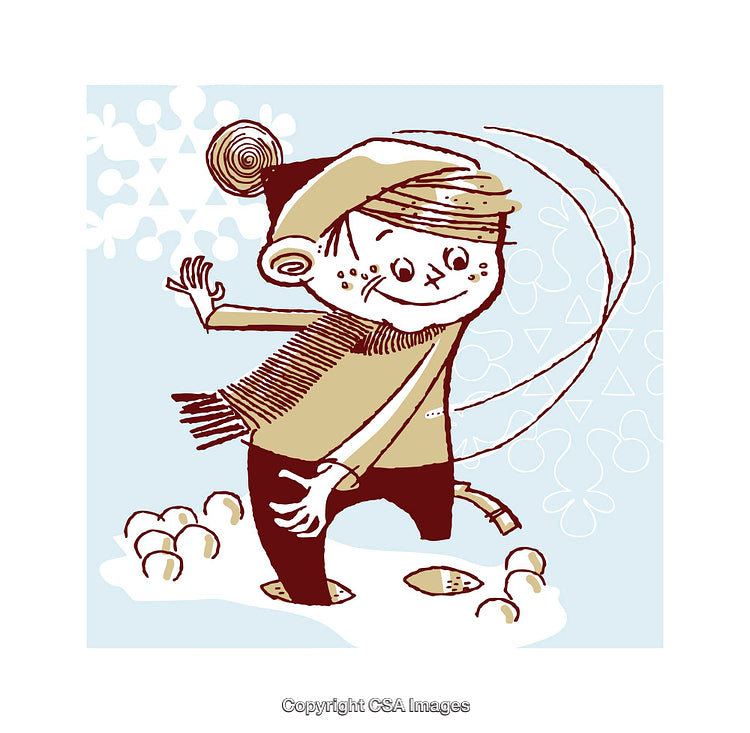 Cheerful Child Playing in the Snow During Wintertime