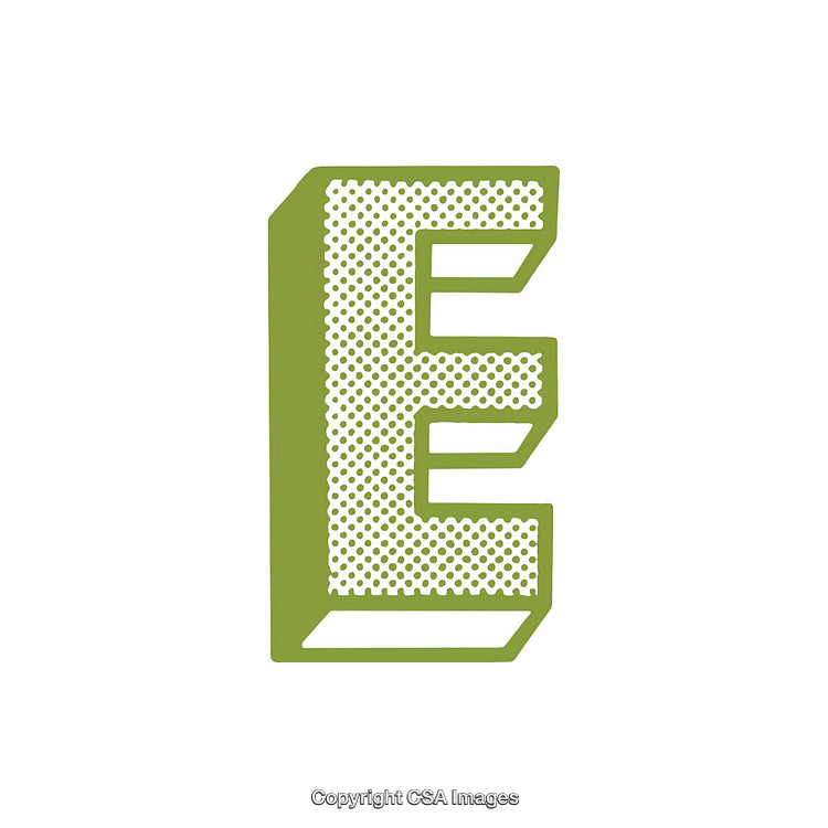 Creative Green Letter E Design With Halftone Pattern on White Background