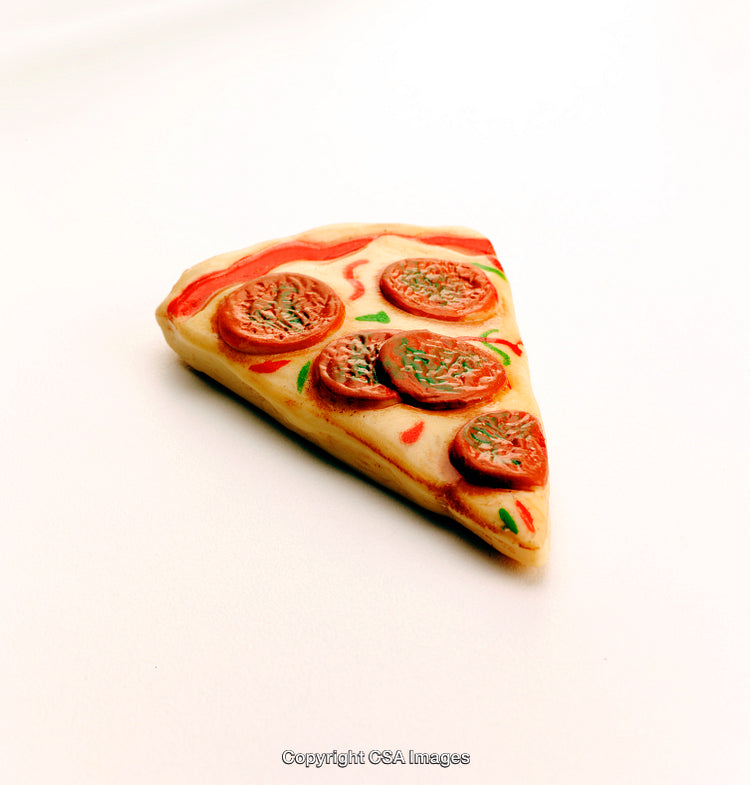 Plastic Toy Pizza Slice with Realistic Pepperoni Detailing