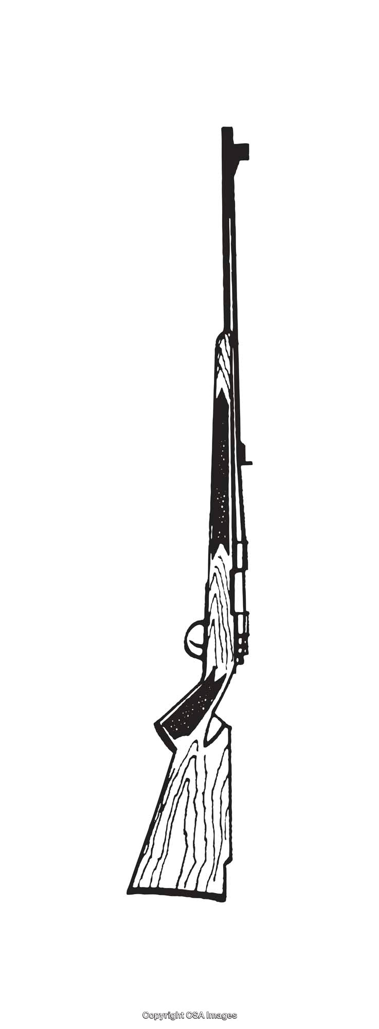 Black and White Line Art Illustration of a Hunting Rifle