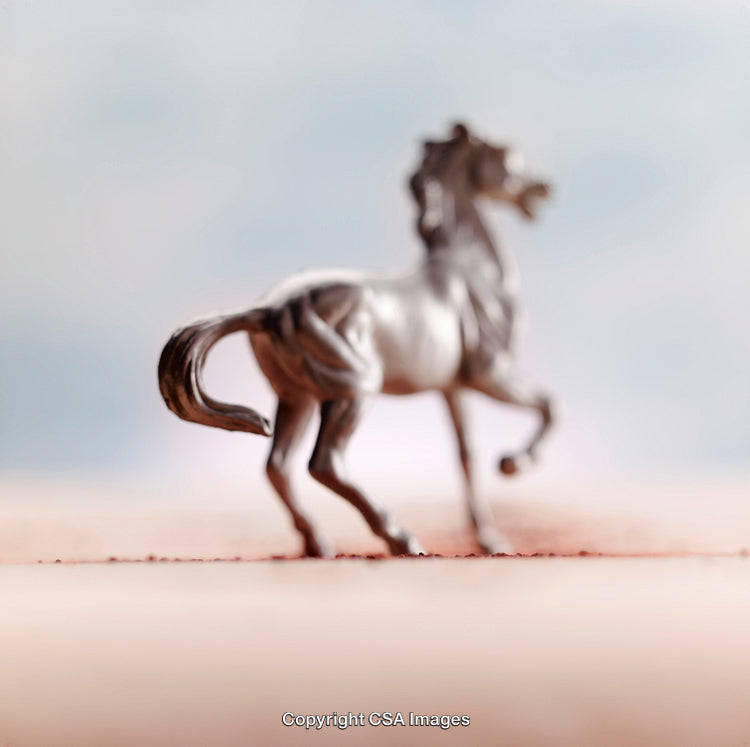 Artistic Photograph of a Horse Figurine on a Blurred Background