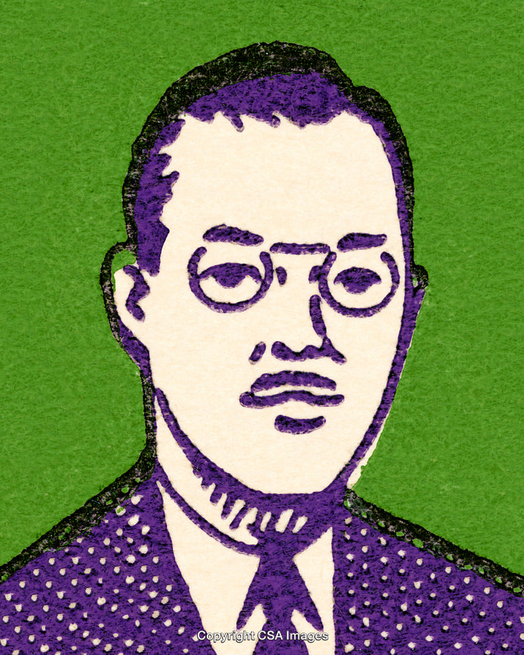 Vintage Stylized Illustration of a Man With Glasses in Formal Attire