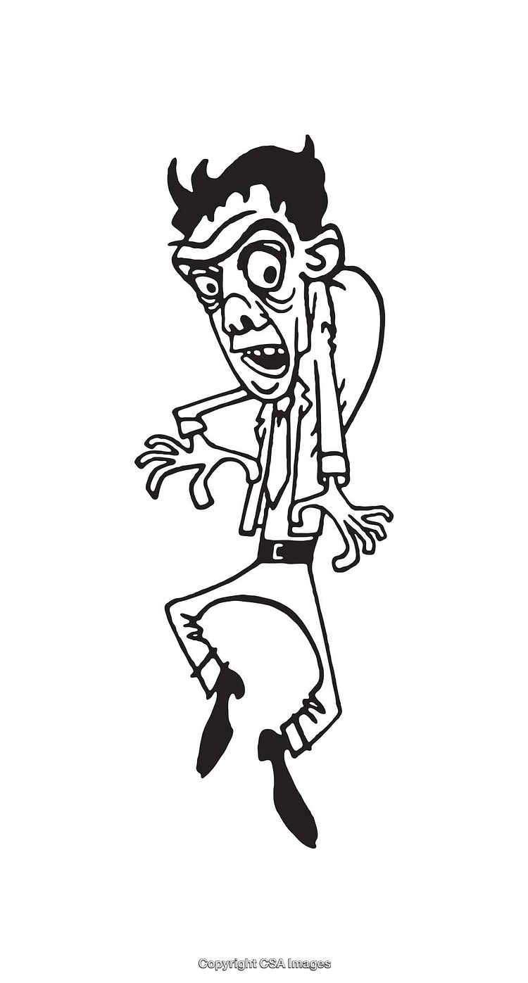 Quirky Line Art Illustration of a Surprised Man in Expressive Pose
