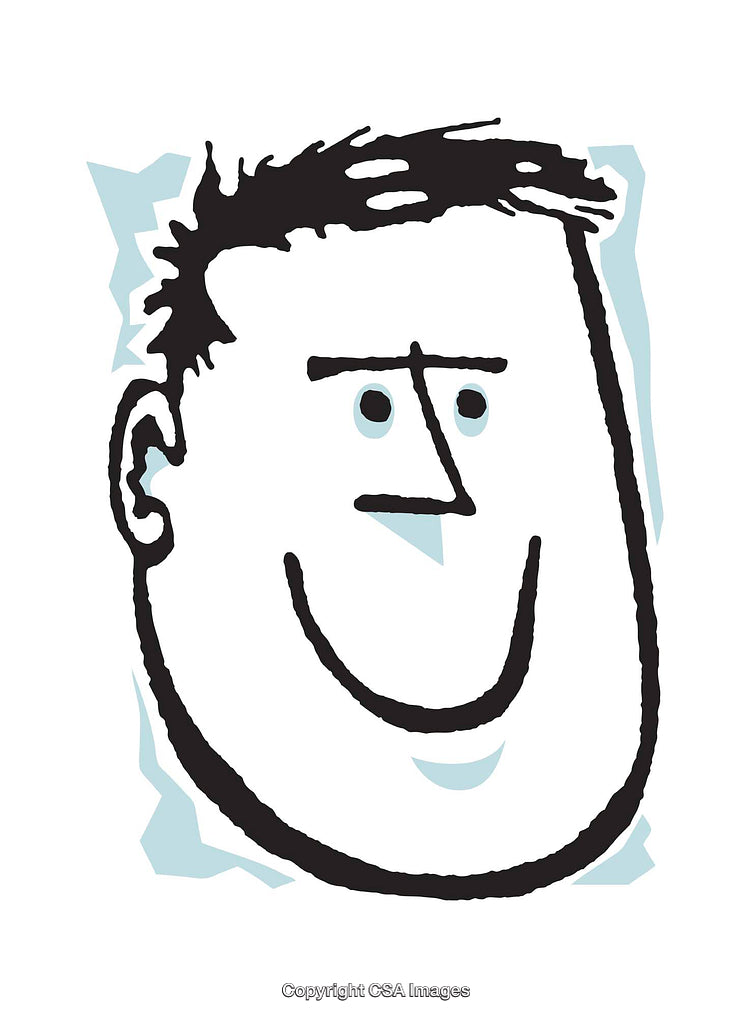 Smiling Cartoon Face Illustration with Thick Lines and Simplistic Style Artwork