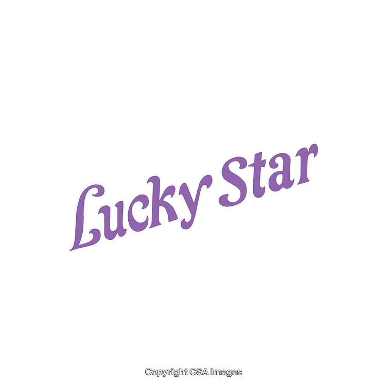 Purple Font With The Phrase 'Lucky Star' on a White Background
