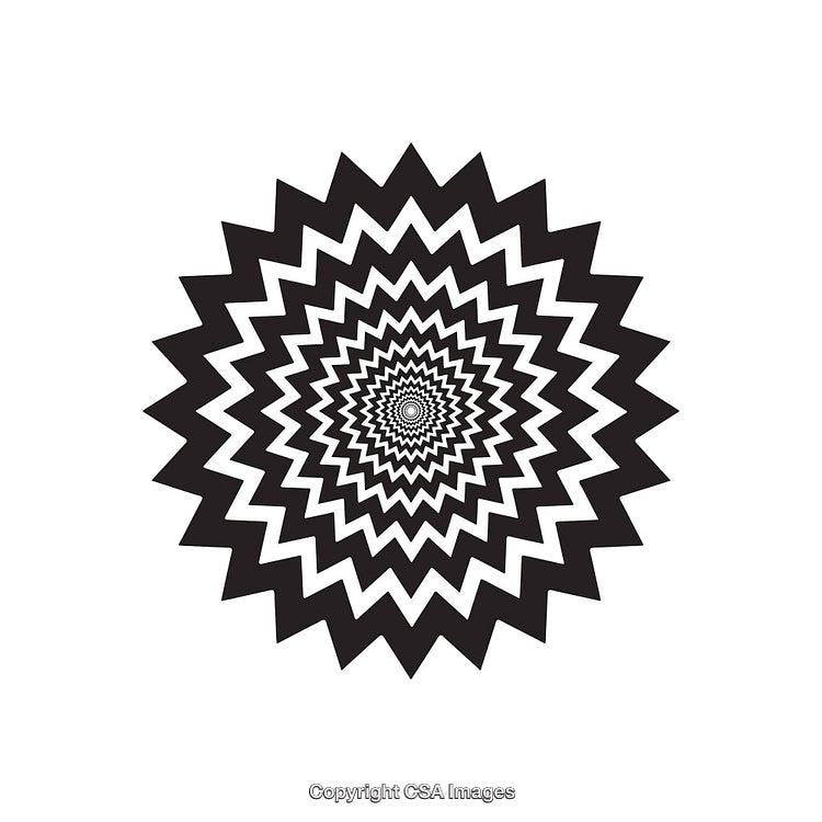 Black and White Circular Geometric Shape with Zigzag Pattern Design
