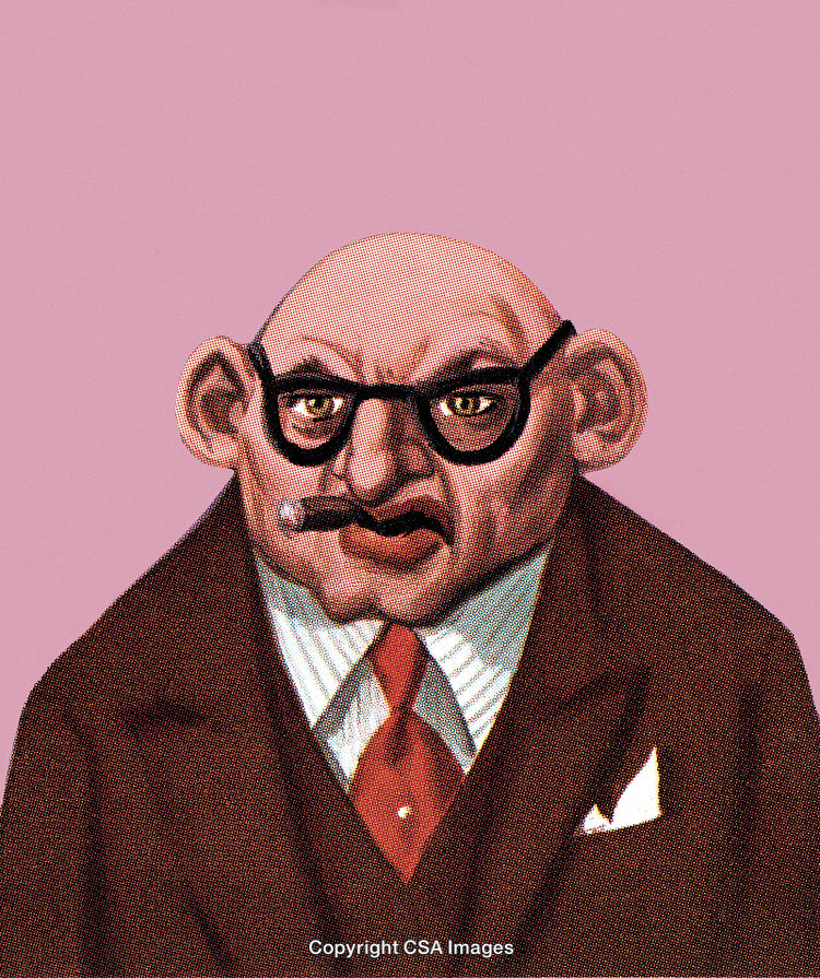 Retro Illustration of a Man Smoking a Cigar Wearing Glasses and a Suit