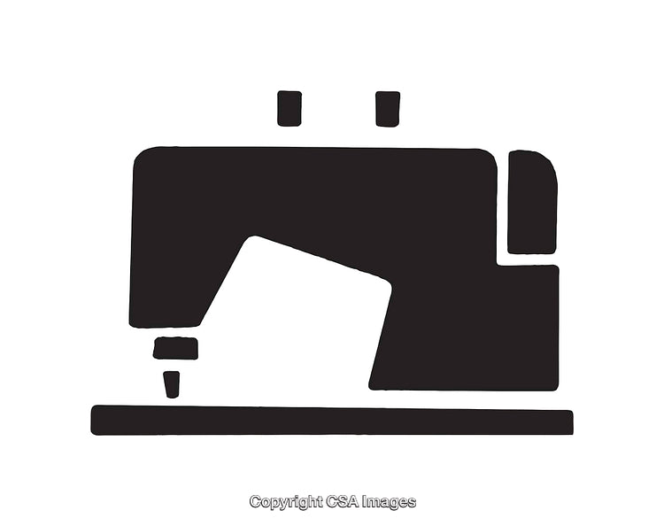 Black and White Sewing Machine Icon Illustration With Minimalistic Style