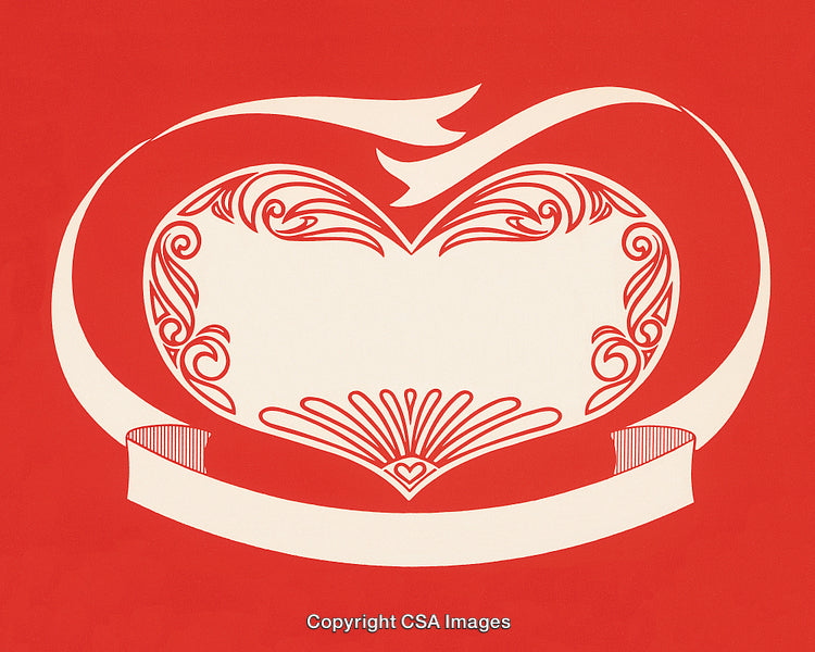 Elegant Heart with Ornate Design Against a Bold Red Background