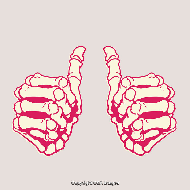 Skeleton Hand Giving Thumbs Up Gesture in Pop Art Style