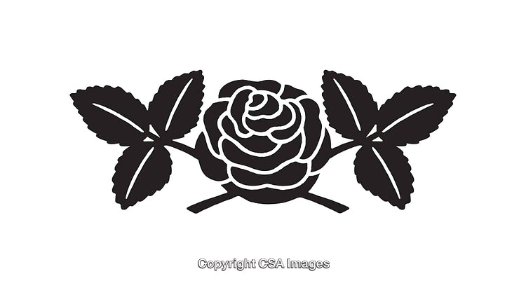 Elegant Black and White Rose with Leaves Line Art Design