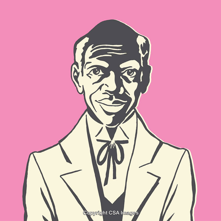 Colorful Line Art Illustration of a Man on a Vibrant Pink Background
