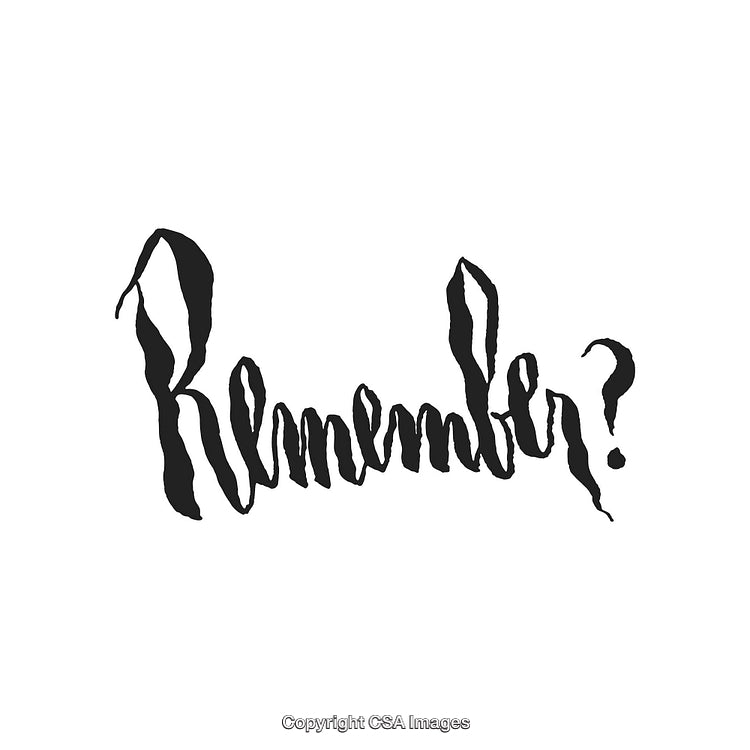 Handwritten 'Remember?' Text in Artistic Calligraphy Style on White Background