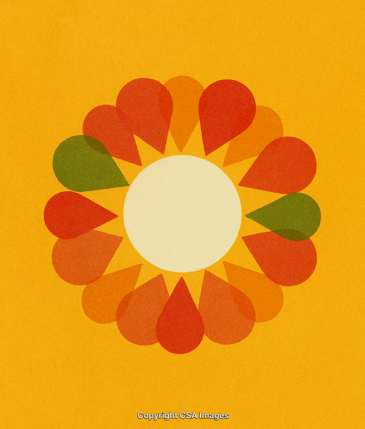 Abstract Geometric Design Featuring Vibrant Shapes in Circular Composition