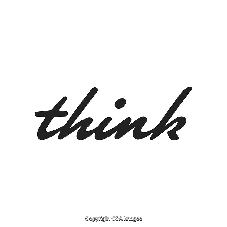 Minimalist Black Script Handwritten 'Think' Text on White Background