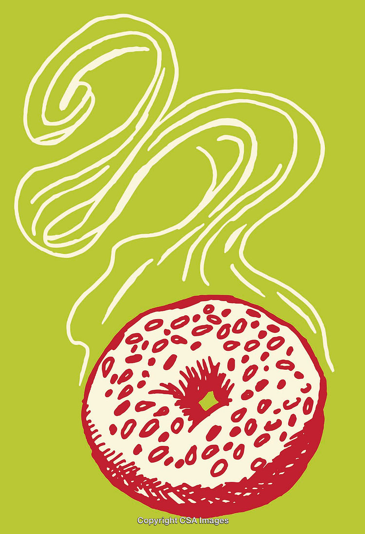 Colorful Illustration of a Bagel with Whimsical Style and Vibrant Colors
