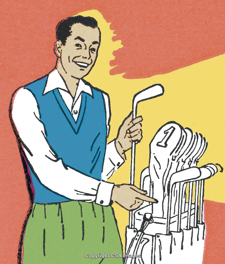 Man and Golf Clubs