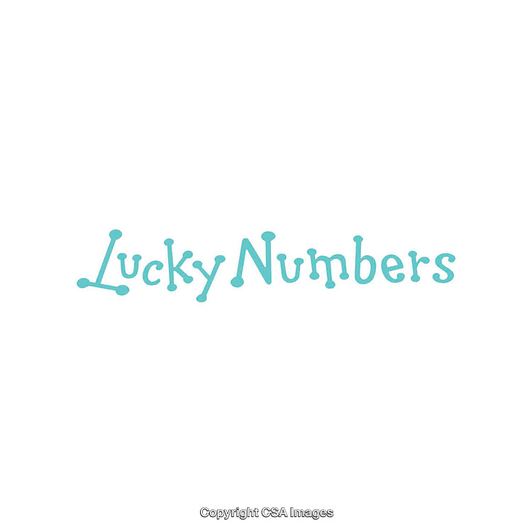 Whimsical Blue Lucky Numbers Text on Minimalistic White Background
