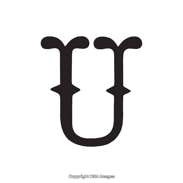Artistic Representation of the Letter U in Black Serif Style