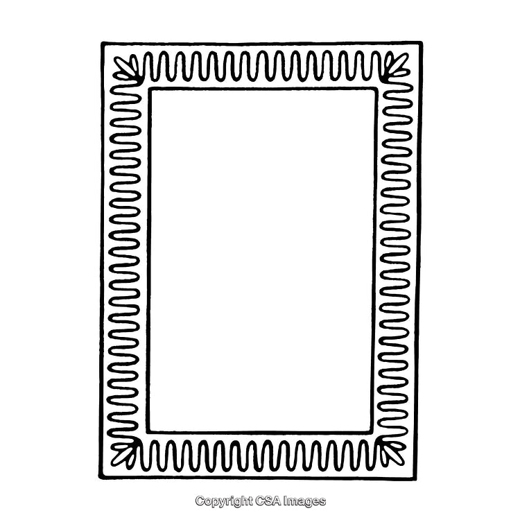 Intricate Black and White Border Design with Geometric Elements