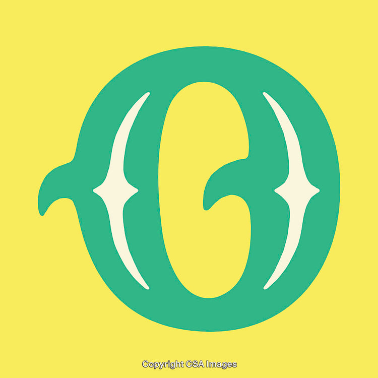 Stylized Letter O With Unique Decorative Elements in Bright Colors