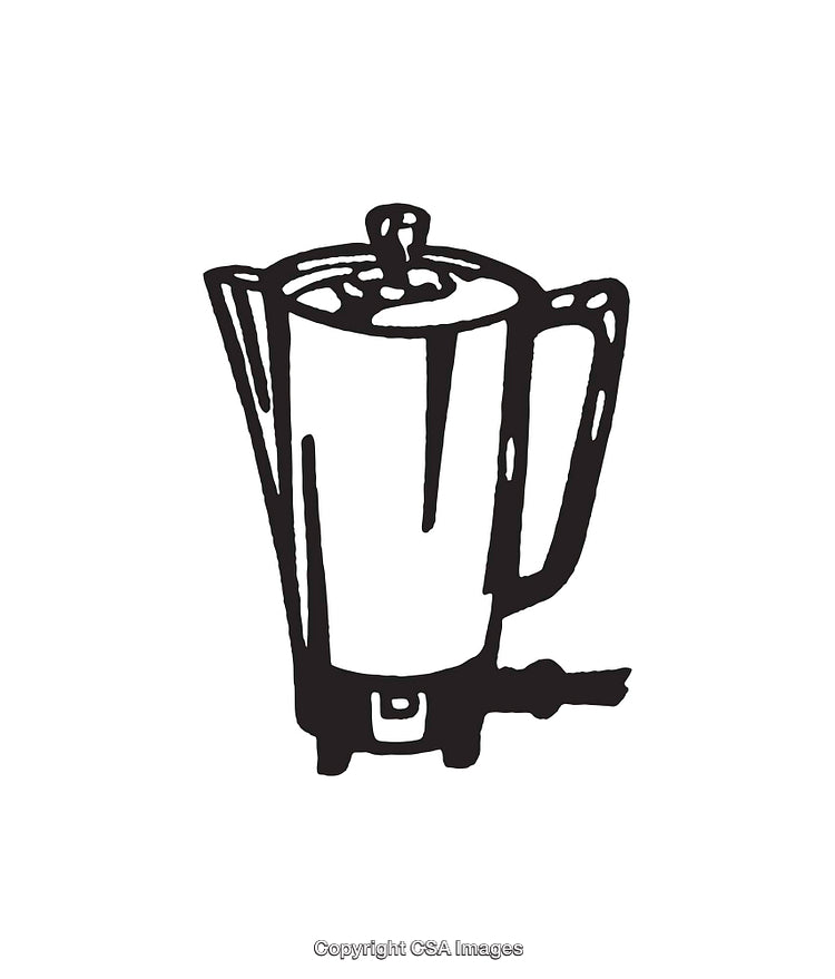 Black and White Line Art Illustration of a Coffee Percolator