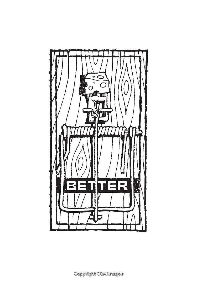 Minimalist Black and White Mousetrap Line Art Illustration With Text