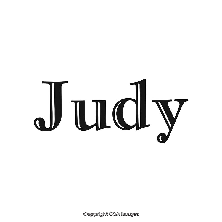 Stylized Black Typeface Showing the Text Name Judy on White Background