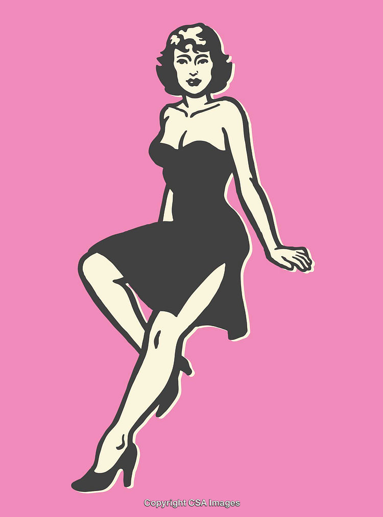 Vintage Pin-Up Illustration of a Stylish Woman in Retro Fashion