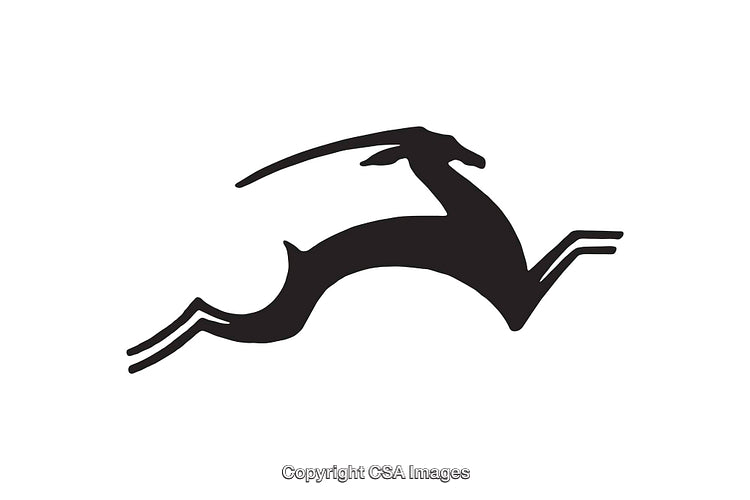 Elegant Silhouette of a Leaping Gazelle in Black and White Design