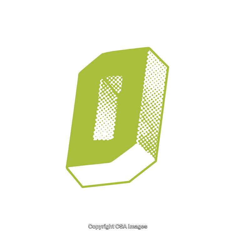 Minimalistic Green Letter O With Halftone Pattern on White Background