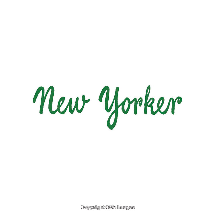 Handwritten Green Text Reading New Yorker on a White Background