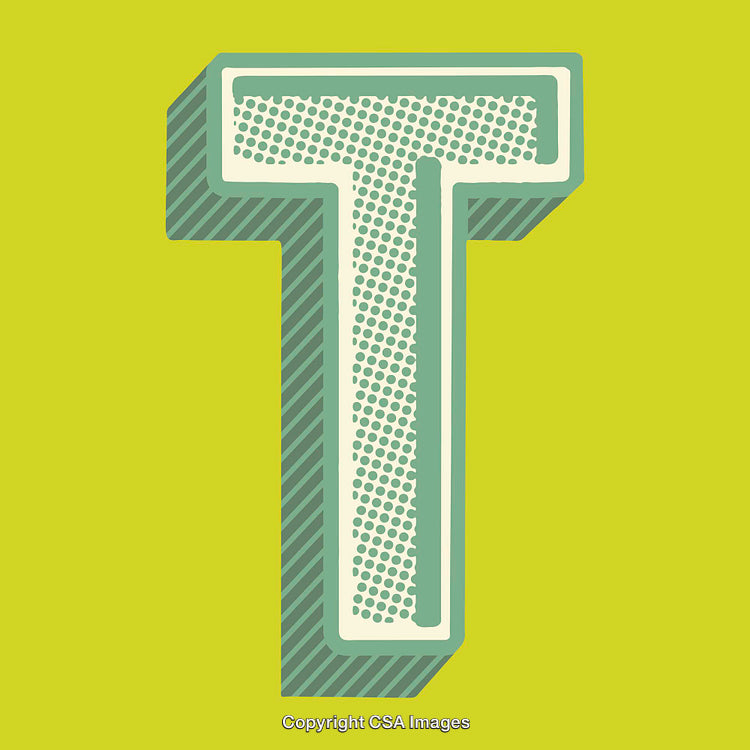 Bold 3D Letter T on Bright Green Background