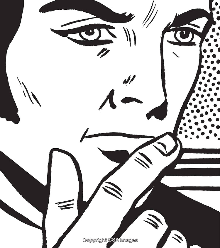 Pop Art Style Portrait Depicting a Thoughtful Male Expression