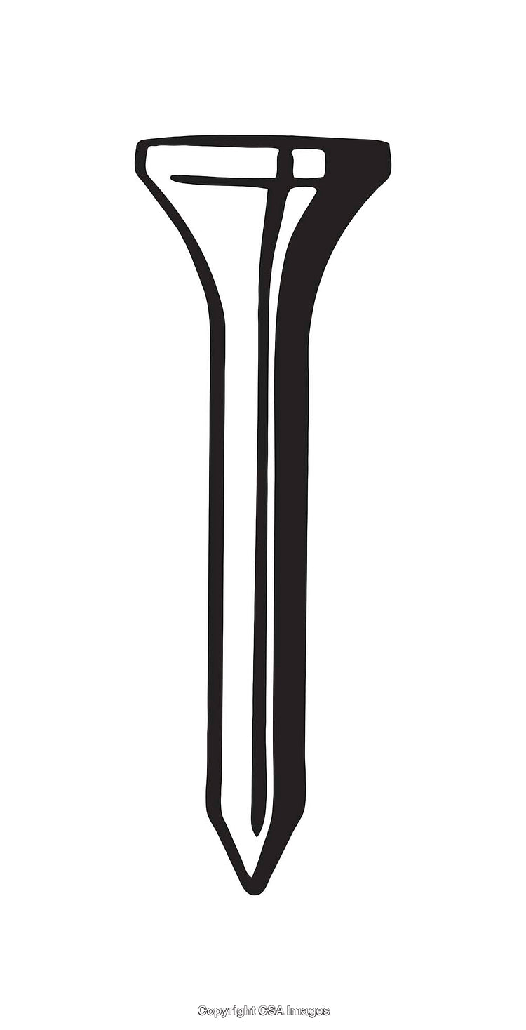 Black and White Line Art of a Single Nail Object Design
