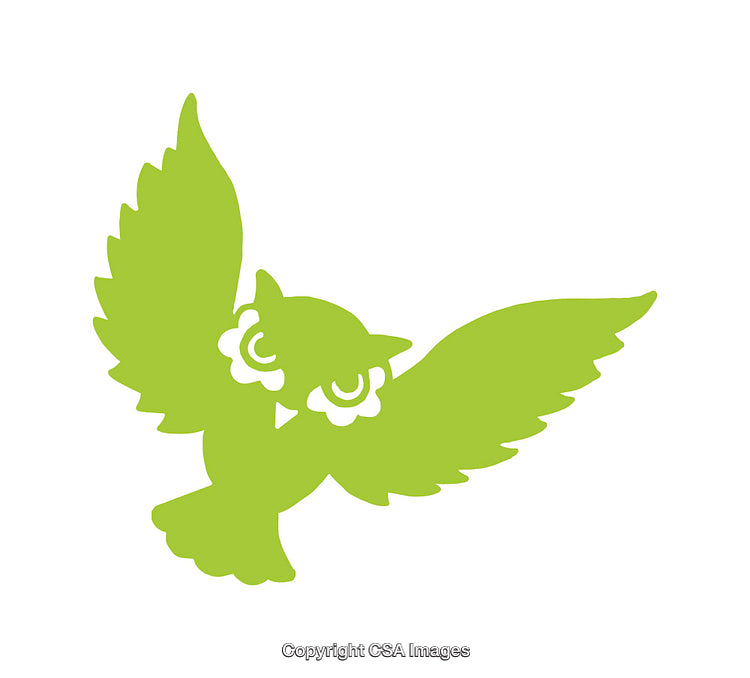 Green Flat Illustration of a Flying Owl with Spread Wings
