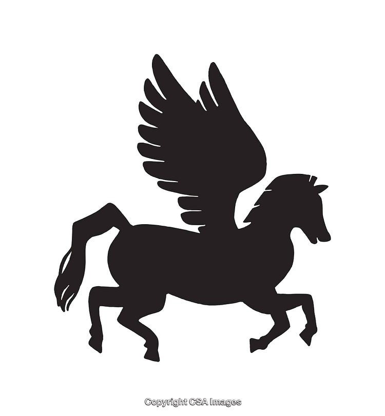 Silhouette of a Pegasus, Majestic Winged Horse Illustration