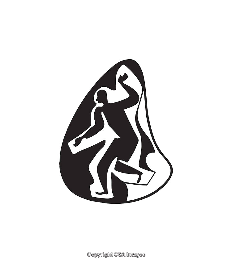 Creative Black and White Abstract Icon Showing Human Figure in Movement