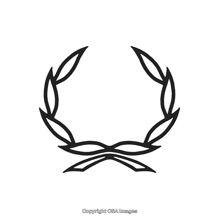 Black and White Decorative Laurel Wreath Design Illustration