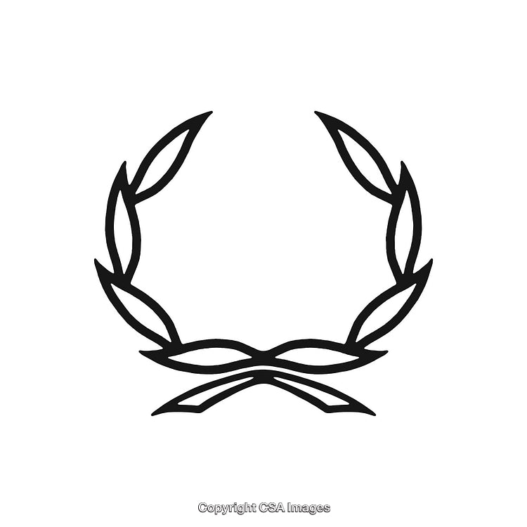 Black and White Decorative Laurel Wreath Design Illustration