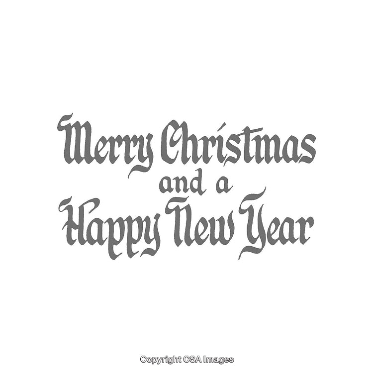 Classic Blackletter Calligraphy Greeting for Merry Christmas and New Year Wishes