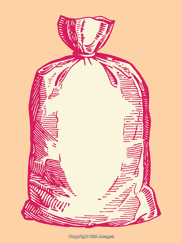 Vintage Style Line Art of a Tied Sack on Colored Background