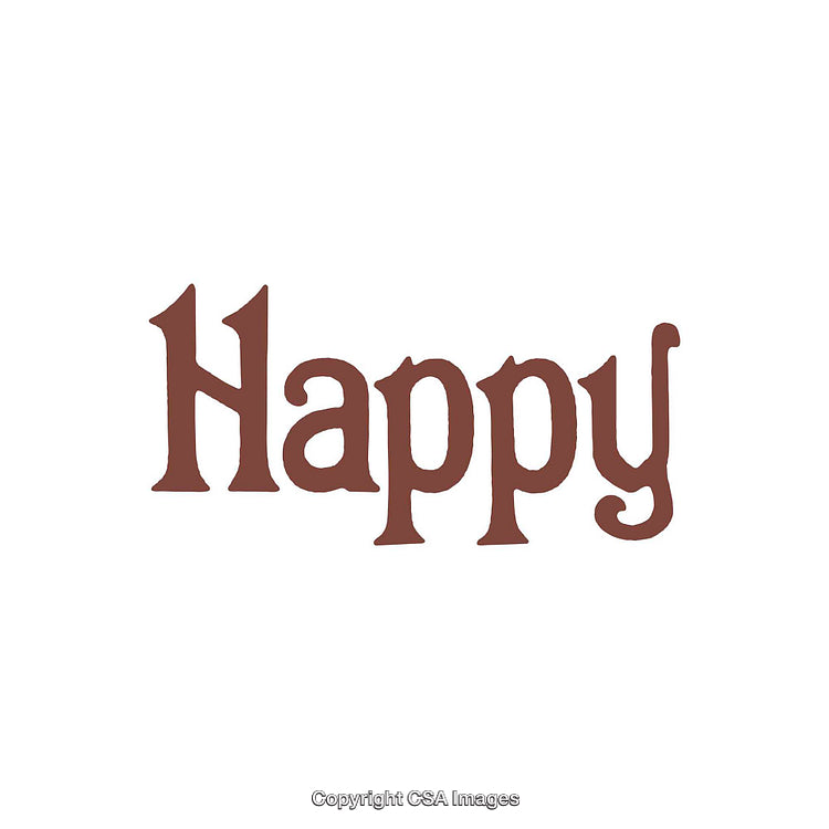Simple Brown Typography Displaying the Word Happy on White Background