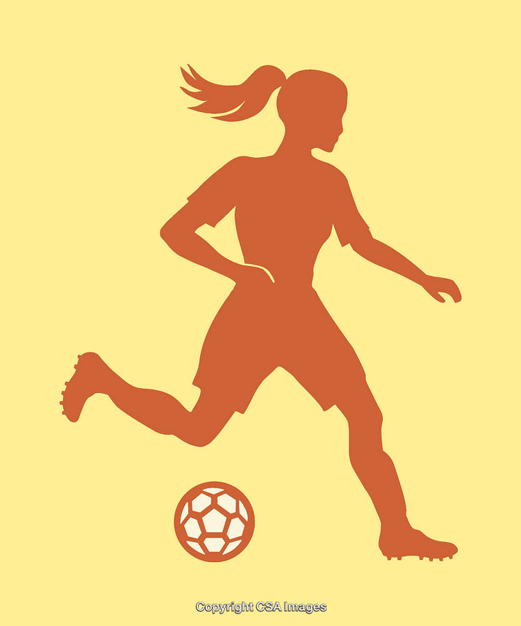Silhouette of a Female Soccer Player in Dynamic Action Pose
