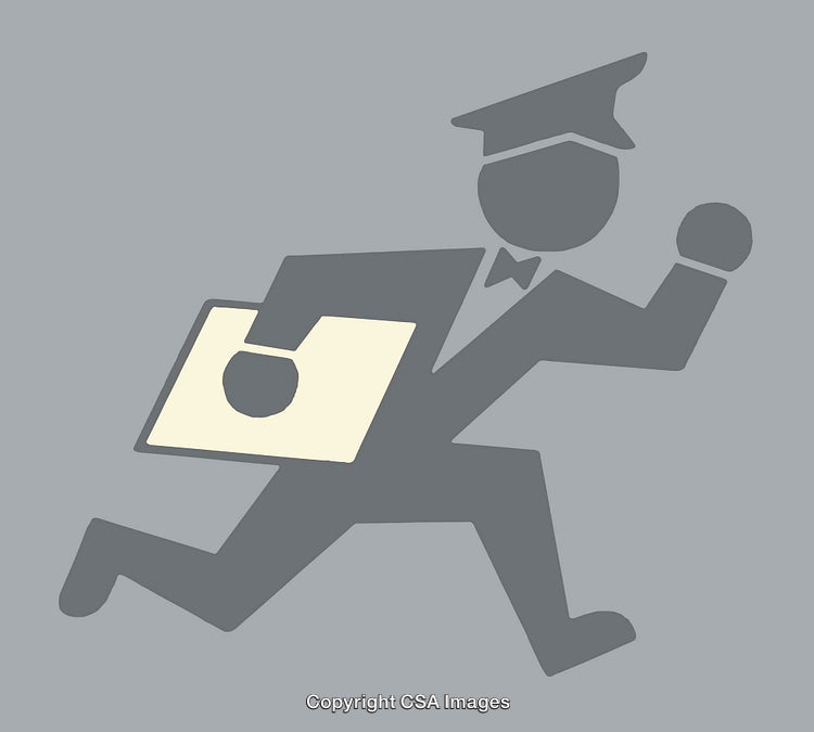 Graduate Icon Running With a Portfolio in Minimalist Style
