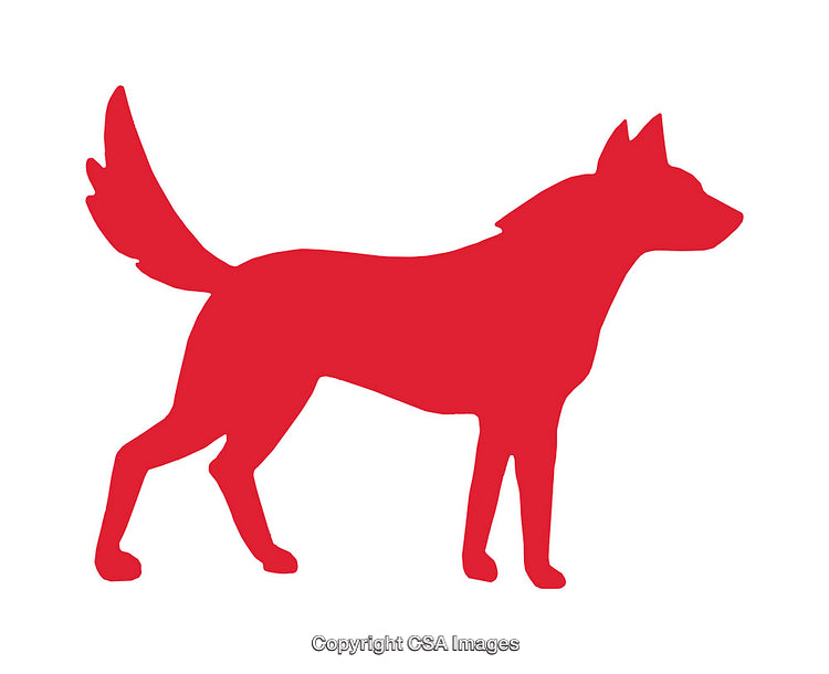 Red Silhouette of a Dog in a Standing Position