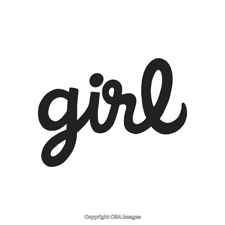 Elegant Black Typography of the Word 'Girl' in Script Font Style