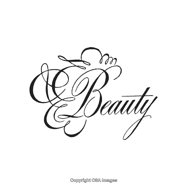 Elegant Calligraphy Design Featuring the Word Beauty with Artistic Flourishes