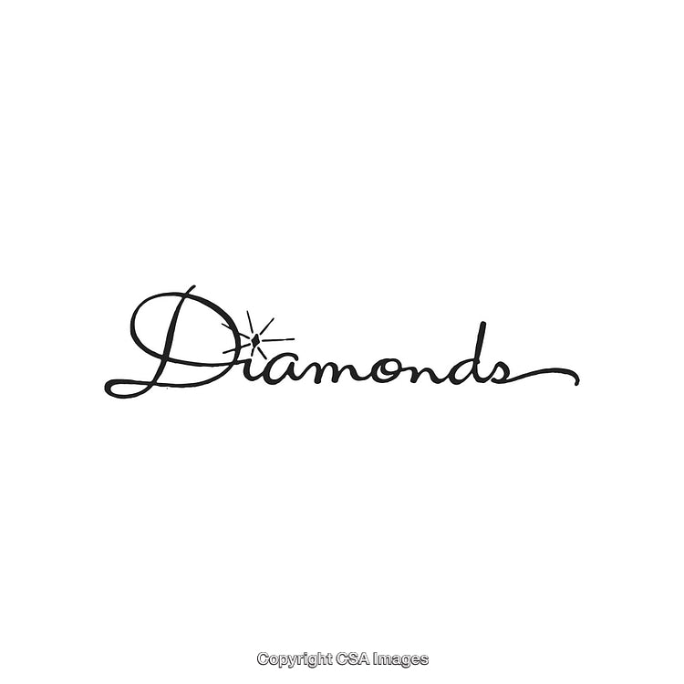 Stylish Handwritten Script Text of Diamonds with Sparkle Illustration