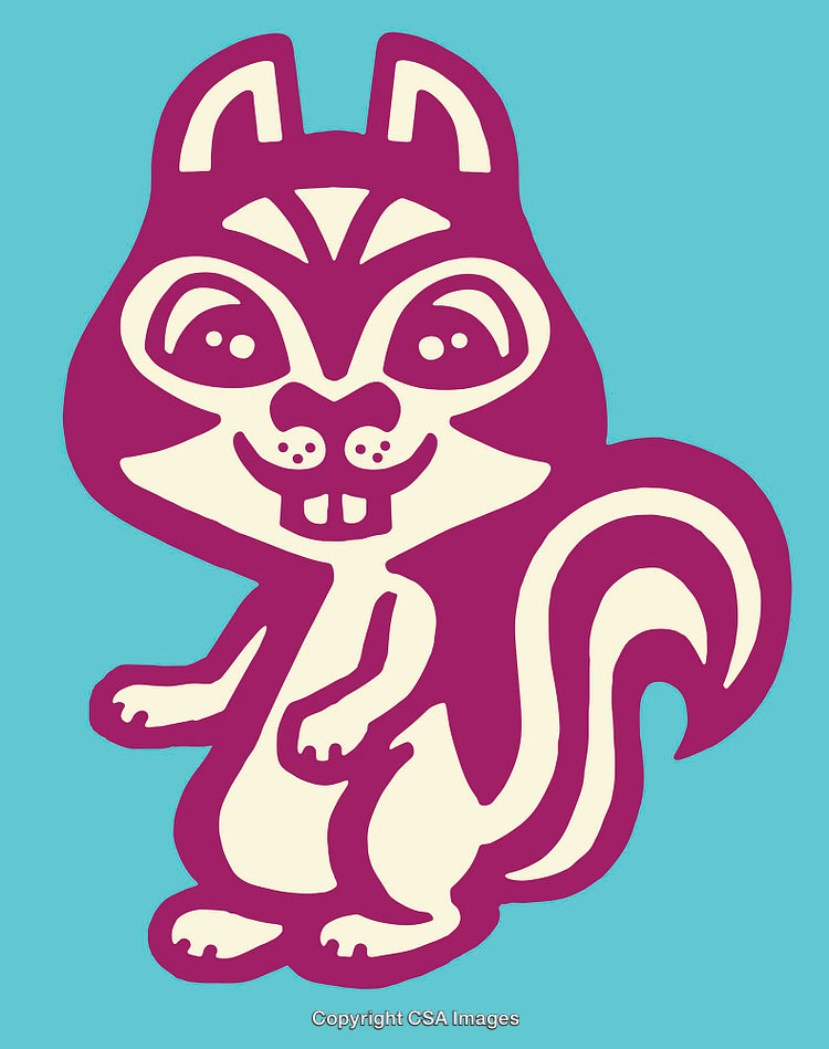 Colorful Cartoon Squirrel Character in Fun Line Art Design